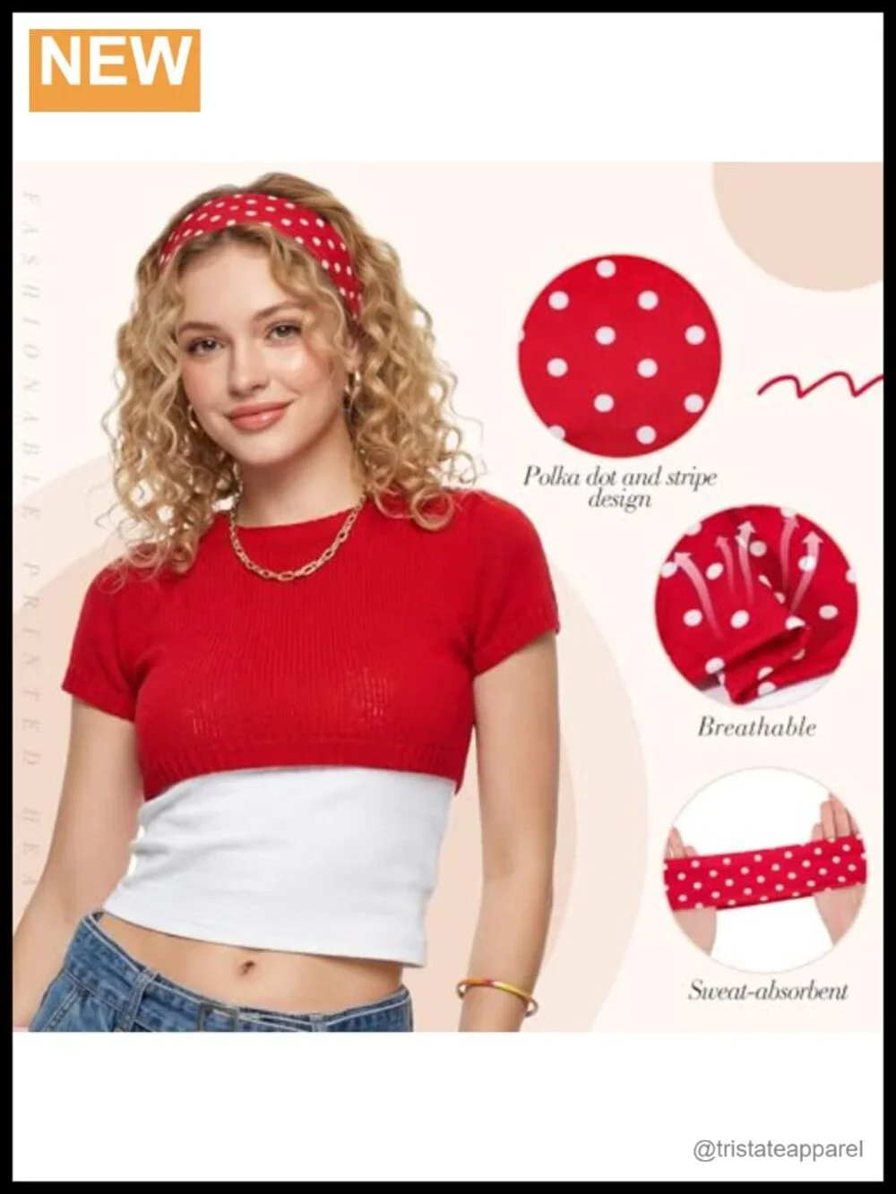 8 Pcs Polka Dot Non-Slip Headbands for Women Y2K Outfits